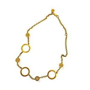 MICHAEL KORS Brilliance Stationary Pave Circle Gold Tone Crystal Etched Necklace
